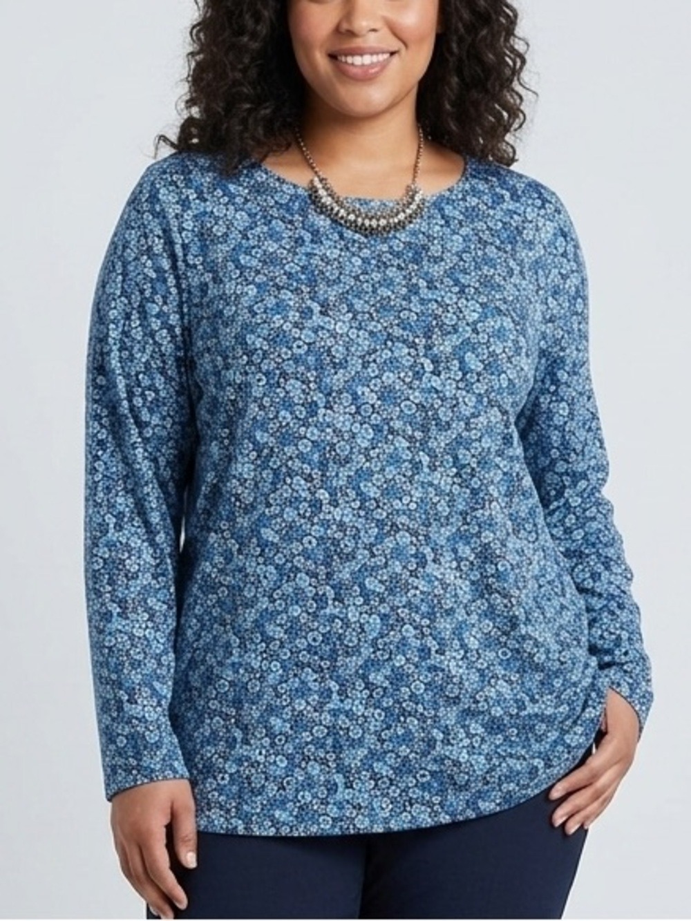 😍CLEARANCE - CROFT & BARROW Blue Floral Long Sleeve T Shirt 3X